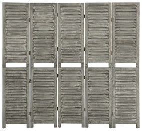 338576 vidaXL Separator cameră cu 5 panouri, gri, 179x166 cm, lemn masiv