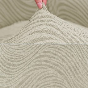 Set 2 Huse elastice pentru fotolii, cu volanas si model Jacquard Bej deschis in dungi