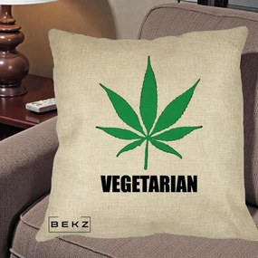 Perna Decorativa Vegetarian cu Frunza, 40x40 cm, Crem, Husa Detasabila, Perna Inclusa, BEKZ®