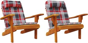 vidaXL Perne pentru scaune 2 pcs Verificare Roșie 58 x 77 x 4,5 cm