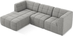 Colțar gri cu tapițerie din țesătură bouclé (cu colț pe partea stângă/cu șezlong) Aloha – Makamii