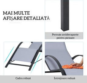 Outsunny Set 2 Sezlonguri de Gradina si 1 Masuta cu Raft din Sticla Negru | Aosom Romania