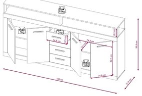 Comodă RUNA, stejar Sonoma/alb