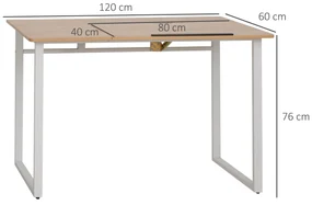 HOMCOM Birou masa de lucru cu blat reglabil pe colt alb 120 x 60 x 76cm