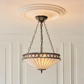 Endon 111870 - Candelabru suspendat pe lanț Tiffany FARGO 3xE27/10W/230V diam. 41,5 cm