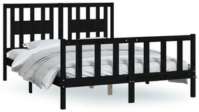 3188165 vidaXL Cadru de pat cu tăblie, negru, 120x200 cm, lemn masiv de pin