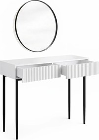 Masa de toaletă cu oglindă neagră Nicole 60 cm - alb mat / picioare negre