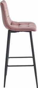 Scaun de bar ARCETO VELVET cu picioare negre, roz