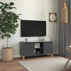 Comoda TV cu picioare din lemn masiv, gri, 103,5x35x50 cm 1, Gri