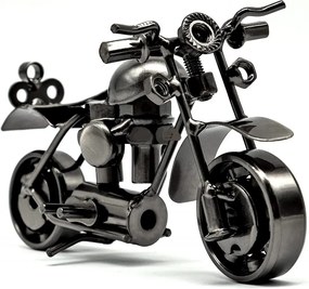 Motocicleta retro BLLREMIPSUR, metal, negru, 13,3 x 6,5 x 7,2 cm
