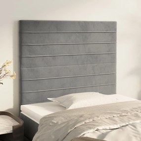 vidaXL Tăblii de pat, 2 buc, gri deschis, 100x5x78/88 cm, catifea