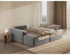 Colțar gri deschis extensibil/cu spațiu de depozitare cu tapițerie din catifea (cu colț pe partea stângă /cu șezlong) Jodie – Micadoni