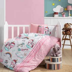 Lenjerie Patut Bebe Unicorn Roz (Flanel)