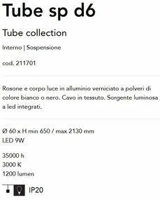Pendul LED design modern minimalist Tube sp d6 alb