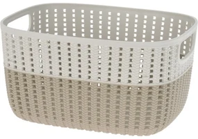 Coș de plastic Duo, crem, 28,6 x 21,8 x 15,1 cm