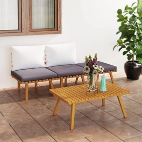 3087029 vidaXL Set mobilier de grădină cu perne, 4 piese, lemn masiv de acacia