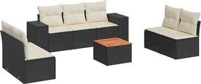 vidaXL Set mobilier de grădină cu perne, 8 piese, negru, poliratan