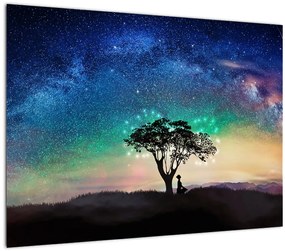 Tablou pe sticlă - Relaxare sub stele (70x50 cm)