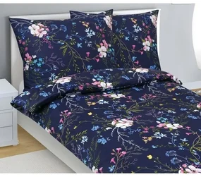 Bellatex Lenjerie de pat din bumbac Floare de măr,albastru închis, 140 x 200 cm, 70 x 90 cm