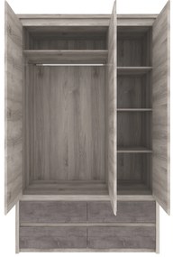 Dulap de haine Jolene 3D4S (cu oglindă) (castan nairobi + onyx). 1052974