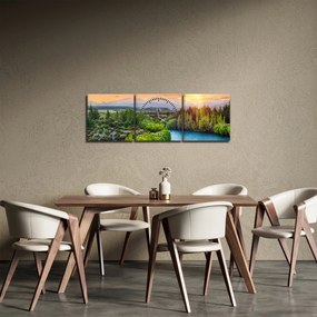 Tablou - Pădure peisaj montan (cu ceas) (90x30 cm)