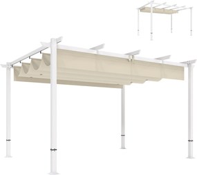 Outsunny Pergolă de grădină cu acoperiș retractabil, foișor autoportant, bej | Aosom Romania