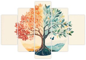 Tablou – Arbore dual cu fluture (150x105 cm)