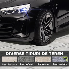 HOMCOM Masina Electrica pentru Copii 5 Ani Licenta Audi, Auto pentru Copii cu Telecomanda si Muzica, Centuri de Siguranta si Faruri, Neagra