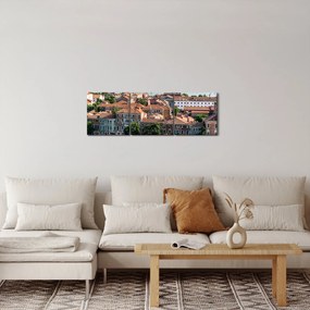 Tablou - Vedere aeriană a orașului (cu ceas) (90x30 cm)