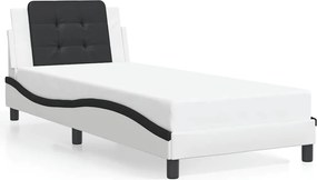 vidaXL Cadru de pat fără saltea Zadar alb și negru, 80x200 cm, piele ecologică