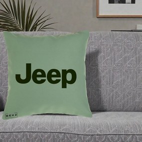 Perna Personalizata cu emblema Jeep, 40x40 cm, Verde, Husa Detasabila, Perna Inclusa, BEKZ®