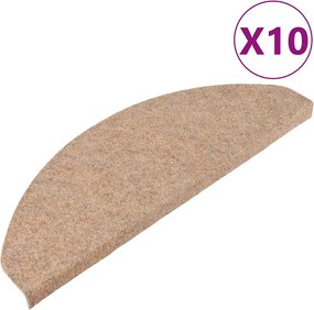vidaXL Covorașe de scări autoadezive, 10 buc., bej, 65x22,5x3,5 cm
