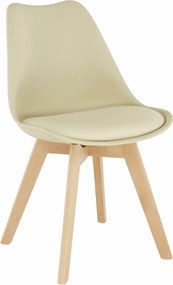 Scaun BALI 2 NEW, cappuccino vanilie/fag, piele ecologica/plastic/lemn