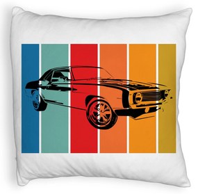 Perna Decorativa Fluffy, Model Retro Car, 40x40 cm, Alba, Husa Detasabila, Burduf