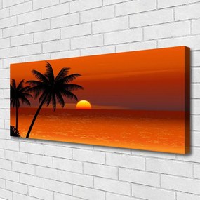 Tablou pe panza canvas Sea Palm Sun Peisaj Galben Negru