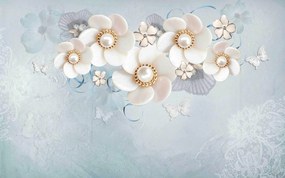 Fototapet 3D, Flori de perle pe fundal albastru Art.05199