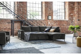 Colțar gri închis extensibil cu tapițerie din catifea (cu colț pe partea dreaptă) Lofty Lilly – Miuform