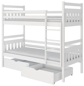Pat etajat pentru copii 90 cm Aras (Alb) (cu somiere). 615001