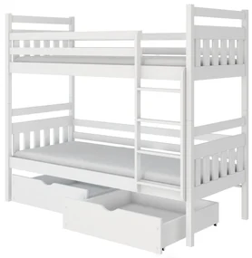Pat etajat pentru copii 90 cm Aras (Alb) (cu somiere). 615001