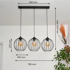 Lustră LED pe cablu MERCURE 3xE27/15W/230V