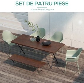 Outsunny Set de 4 Scaune de Grădină Verzi, Stivuibile, cu Spătar Înalt și Cotieră, Cadru din Metal, Ideal pentru Spații Exterioare | Aosom Romania