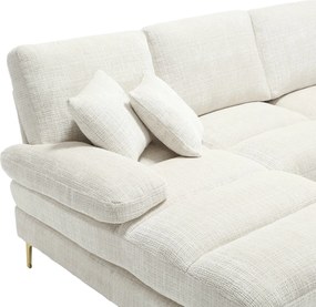 Canapea modulară mare, modernă, în formă de U, din chenille, cu dublu șezlong rabatabil, Bej