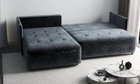 Colțar extensibil dumonde cu ladă de depozitare si sezut confortabil din spuma high-density, Malta Euphoria Grafit 235x185 cm