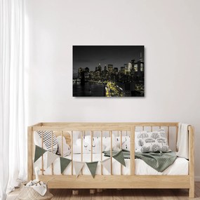Tablou pe sticlă cu metropolă nocturnă (70x50 cm)