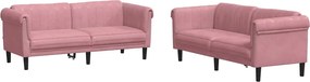vidaXL Set canapele, 2 piese, roz, catifea