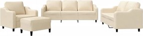 vidaXL Set de canapele cu perne, 4 piese, crem, textil