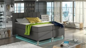 Pat tapitat boxspring, cu spatiu pentru depozitare, echipat cu LED, 140X200 cm, Basilio 1, Eltap (Culoare: Negru)