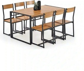 Set masa si 6 scaune BOLIVAR, stejar auriu/negru