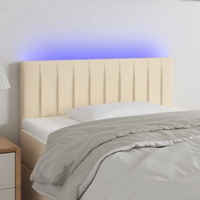 3121829 vidaXL Tăblie de pat cu LED, crem, 80x5x78/88 cm, textil