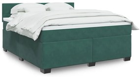 vidaXL Pat box spring cu saltea, verde închis, 180x200 cm, catifea